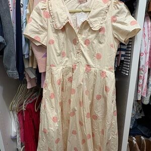 Charming Cream and Pink Polka Dot Kit Dress